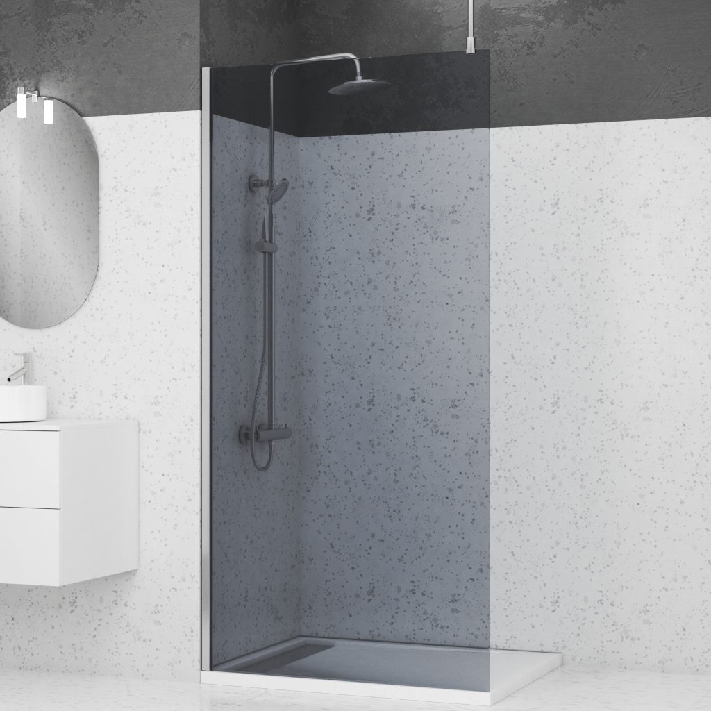 Paroi De Douche X Cm Verre Fum Profil Barre Plafond Finition