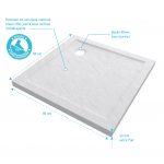 Receveur de douche a poser extra plat en acrylique renforcee blanc - finition pierre - 80x80 cm
