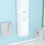 COLONNE DE SALLE DE BAIN SCANDINAVE BLANC A SUSPENDRE - H150xP25xL35cm - NORDIK BASIS