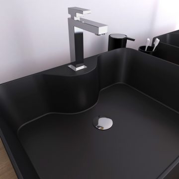 Vasque à poser rectangle en céramique noire - 48x37x13.5cm - RECTANGULAR DARK