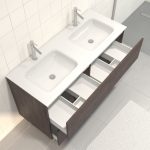 Pack meuble de salle de bain 130x50 cm finition Graphite + vasque blanc + Miroir LED 120x80