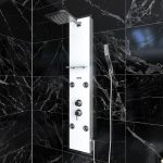 Colonnne de douche a hyrdomassage - 22x125cm - en verre trempe + buses hydromassantes- EPSILON WHITE