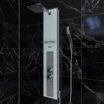 Colonne de douche à hyrdomassage - 22x125cm - en verre trempé avec plaque inox - ALPHA WHITE