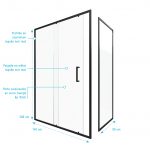 PAROI PORTE DE DOUCHE COULISSANTE + RETOUR 140X90cm - CRUSH 140-90