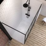 Pack Paroi de douche 90x200 cm noir mat + Receveur a poser en composite SMC 90x140 cm