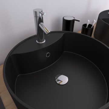 Vasque à poser ronde en céramique noire - diamètre 40cm - hauteur 14cm - ROLL ON DARK