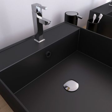 Vasque à poser carrée en céramique noire - 40x40x14cm - SQUARY DARK