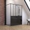Pack Paroi de douche 90x200 cm noir mat + RECEVEUR DE DOUCHE A POSER EN RESINE SMC