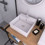 Vasque à poser carrée en céramique - 40x40x14cm - SQUARY