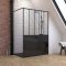 Pack Paroi de douche 90x200 cm noir mat + Receveur à poser en matériaux composite SMC - 90x140cm