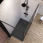 Pack Paroi de douche 90x200 cm noir mat + Receveur à poser en matériaux composite SMC - 90x140cm