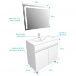 Ensemble Meuble de salle de bain blanc 80cm + vasque ceramique blanche + miroir led
