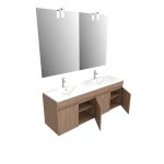 Ensemble Meuble de salle de bain chene celtique 120cm suspendu + vasque ceramique blanche + miroir