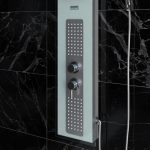 Colonne de douche à hyrdomassage - 22x125cm - en verre trempé avec plaque inox - ALPHA WHITE