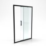 Paroi porte de douche a porte coulissante -  140x200cm - PORTE COULISSANTE - PROFILE NOIR MAT