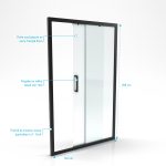 Paroi porte de douche a porte coulissante -  140x200cm - PORTE COULISSANTE - PROFILE NOIR MAT