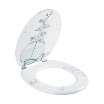 Abattant pour WC à motif sur 3 faces - en MDF et charnières en métal réglables - ORCHID