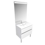 Meuble salle de bain 80 cm  blanc - avec tiroirs - vasque et miroir - MERELY WHITE 80