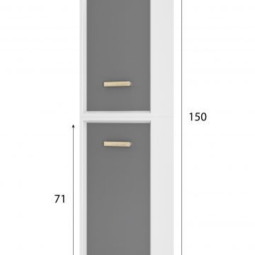 COLONNE DE SALLE DE BAIN SCANDINAVE BLANC A SUSPENDRE - H150xP25xL35cm - NORDIK ASKA
