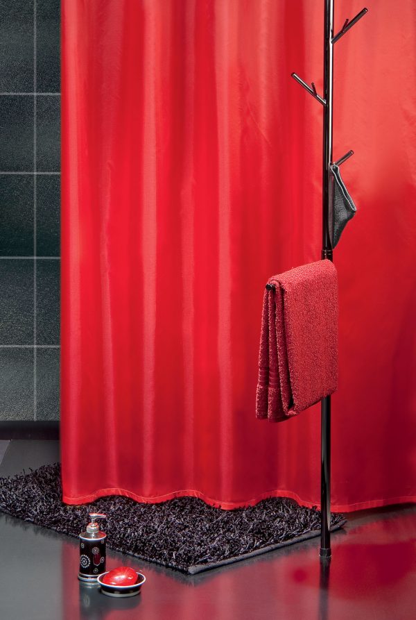 Rideau de douche textile rouge 180x200  - INTENSE RIDEAU ROUGE-B