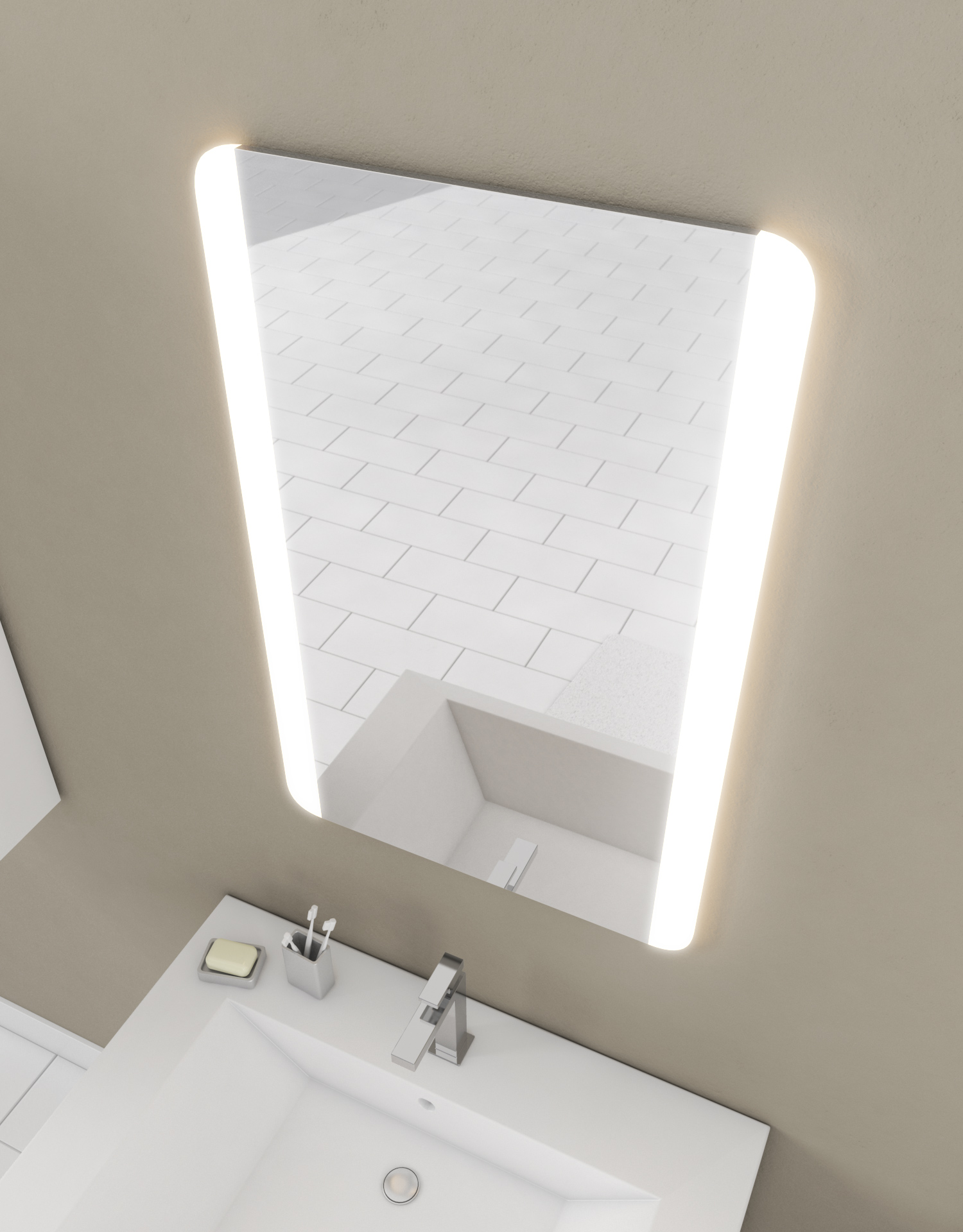 Miroir salle de bain LED auto-éclairant 40x60cm - Mr.Bricolage