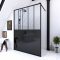 Paroi de douche 140x200 cm type verrieres - verre trempe 5mm et structure aluminium noir mat