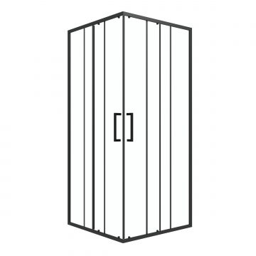 porte de douche carrée coulissante - verre sérigraphié noir 90x90