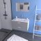 Meuble salle de bain 80 cm suspendu 2 tiroirs Gris avec vasque et miroir - BOX-IN