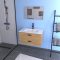 Meuble salle de bain 80cm suspendu 2 tiroirs Décor Bois avec vasque et miroir - BOX-IN