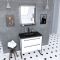 Pack meuble de salle de bain 80x50cm Blanc - 2 tiroirs - vasque resine noire effet pierre - miroir