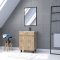 Meuble salle de bains 60cm décor chene naturel 2 portes - Vasque blanche et Miroir - TIMBER