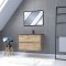 Pack Meuble SDB 80cm suspendu 2 tiroirs Chene_Vasque noire + Miroir - TIMBER 80
