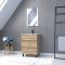 Pack Meuble SDB 60cm sur pieds 3 tiroirs Chene Naturel - Vasque blanche + Miroir Led - TIMBER 60