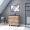 Meuble salle de bains 80cm décor chene naturel 3 tiroirs - Vasque noire et Miroir - TIMBER