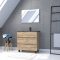 Meuble salle de bains 80cm décor chene naturel 3 tiroirs - Vasque noire et Miroir Led - TIMBER