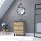 Pack Meuble SDB 60cm sur pieds 3 tiroirs Chene_Vasque noire + Miroir Barber - TIMBER 60 - Pack40