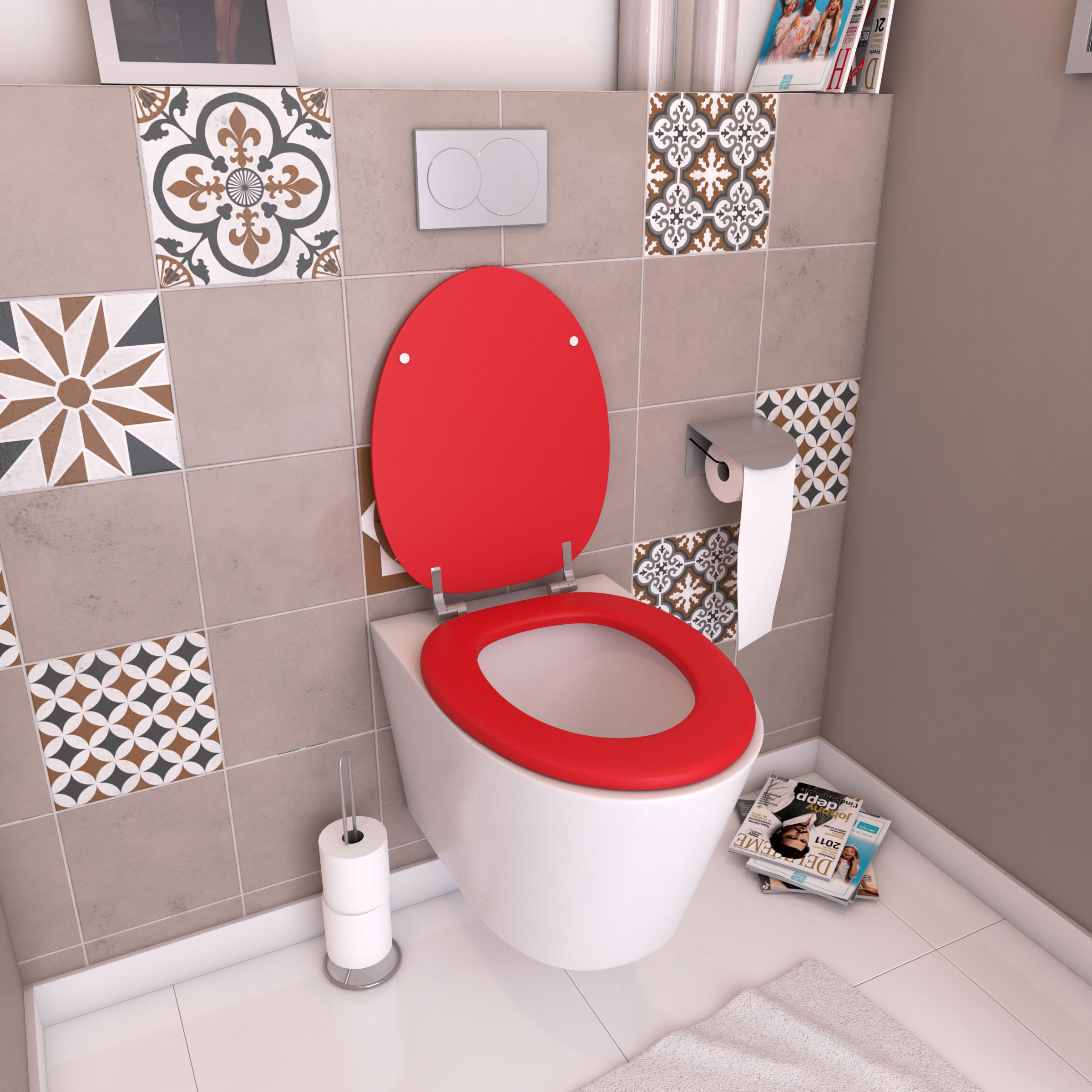 Abattant WC - en MDF avec charnières en métal réglables - WHISY RED -  Aurlane
