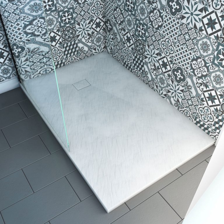 Receveur De Douche à Poser SMC – 80x120cm, Finition Ardoise Blanc Mat – Épaisseur 25mm, Pente Diamant – Fabriqué En France