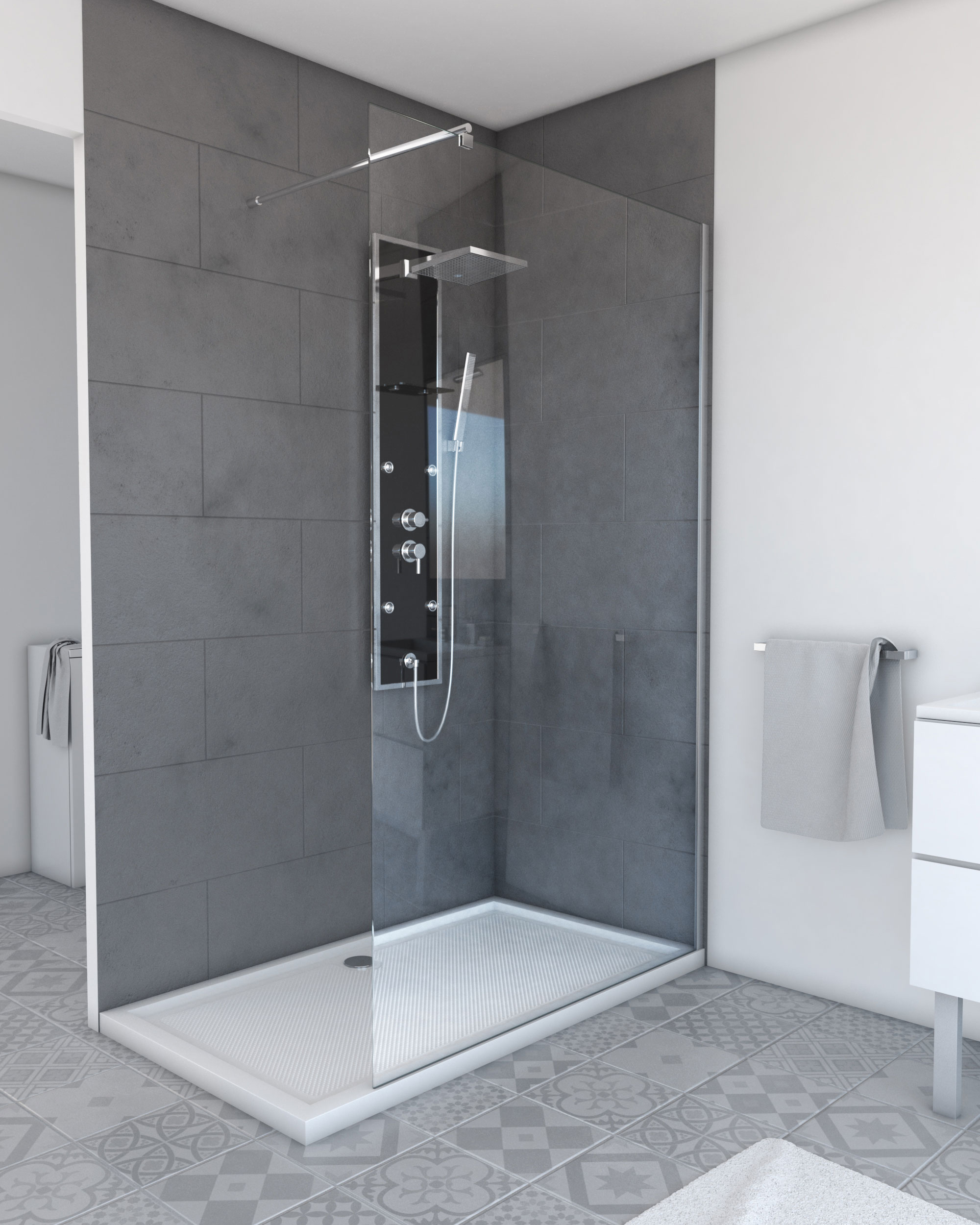 Paroi de douche à l'italienne FREEDOM 2 THIN TRANSPARENT 120 120x200cm VERRE TRANSPARENT 6mm
