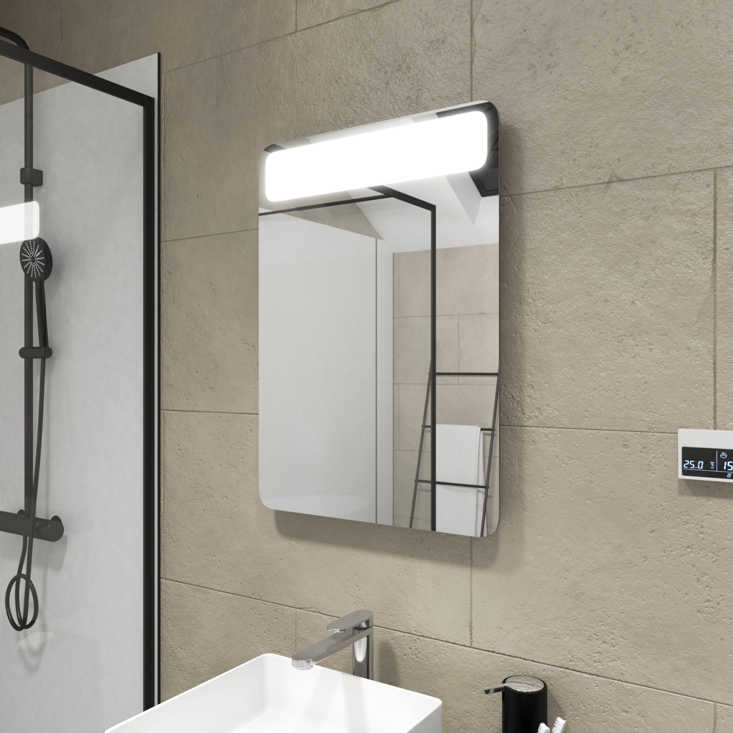 Miroir salle de bain - 70x90cm - LED auto-éclairant - Chronos AURLANE