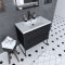 Meuble de salle de bain 80x50cm NOIR MAT - 2 tiroirs Noir mat - vasque blanche - STRUCTURA P054