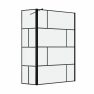 Paroi de douche avec pivot 120+40x195cm - Sérigraphie type briques et Profilés Noir - DARK BLOCKS