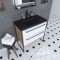 Meuble de salle de bain 80x50cm - vasque noir effet pierre 80x50cm - 2 tiroirs