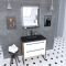 Meuble de salle de bain 80x50cm - vasque noir effet pierre 80x50cm - 2 tiroirs - miroir led