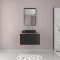 Meuble Salle de Bains 80 cm, Vasque Rectangulaire et Miroir - Chêne naturel et Noir Mat - UBY