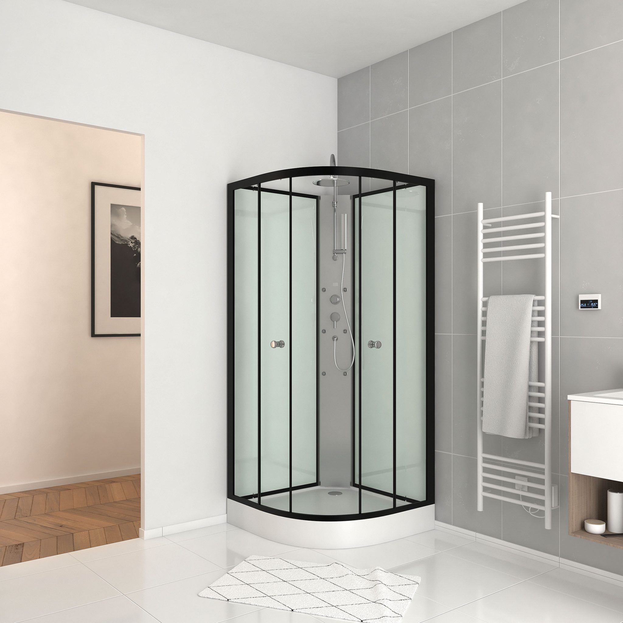 Cabine de douche 85x85x225cm 1/4 de cercle ZEENY Aurlane