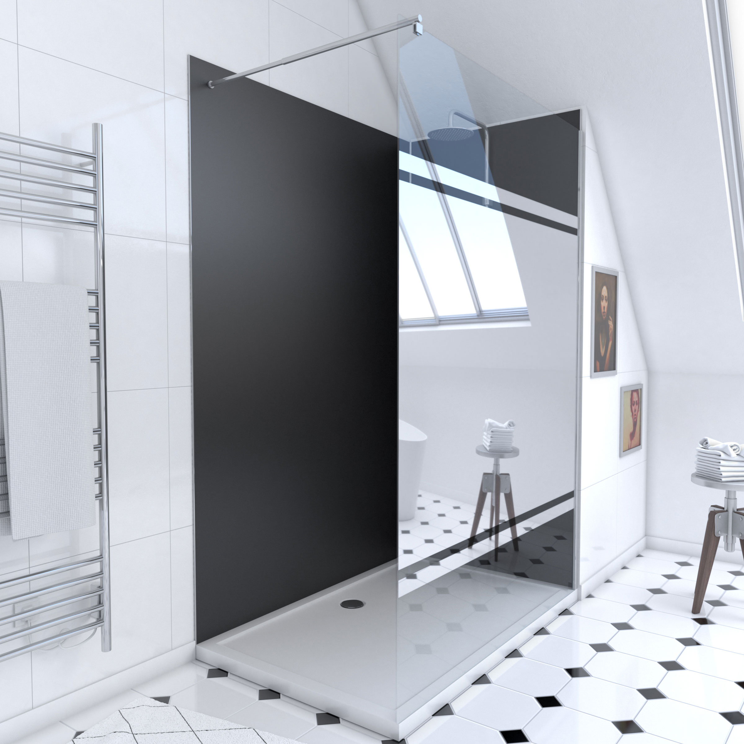 Barre de fixation d'angle noir mat pour douche a l'italienne - BARRE DE  FIXATION MURALE D'ANGLE - Aurlane