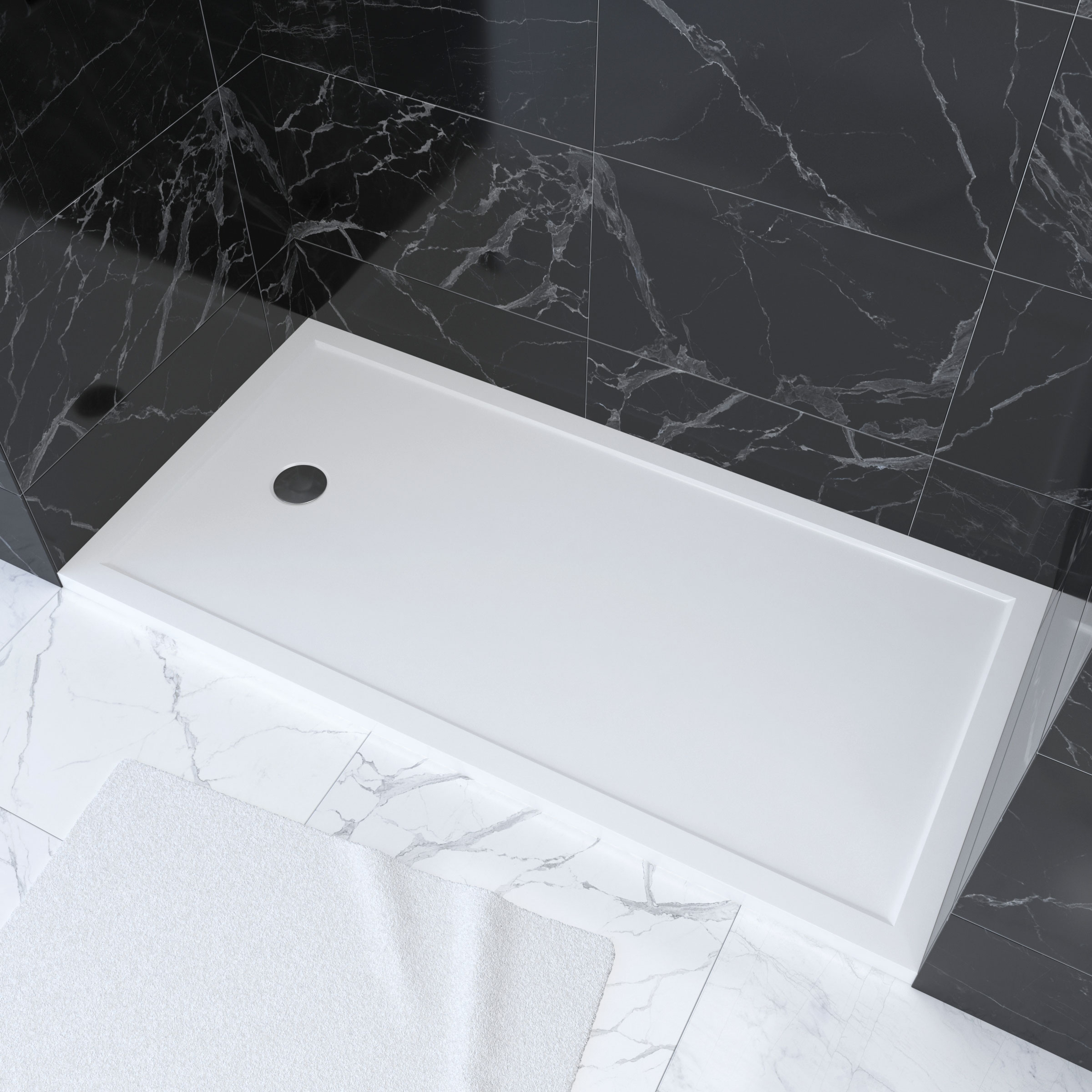 Receveur acrylique blanc 80x160x5,5cm - WHITENESS 160 - Aurlane