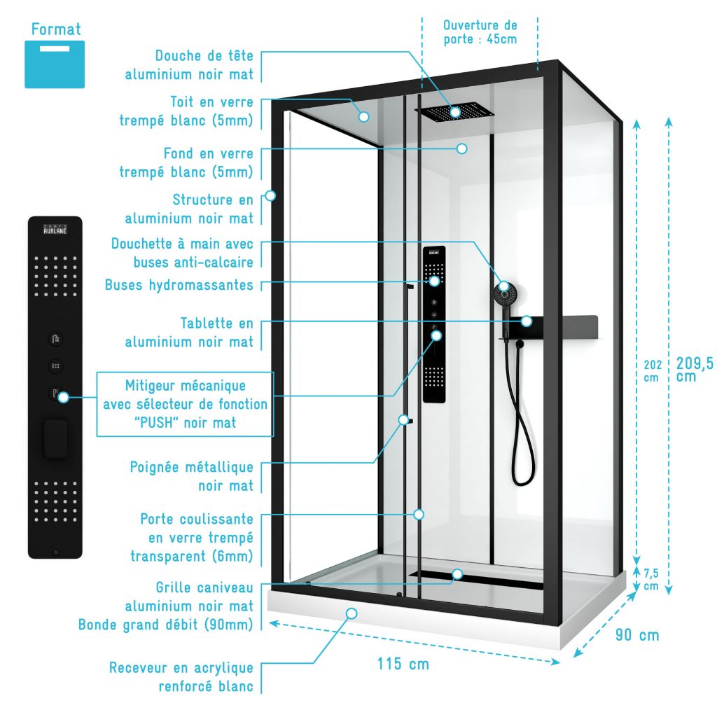 Cabine De Douche X X Cm Avec Receveur Bonde Mm Grille Lin Aire Factory Aurlane