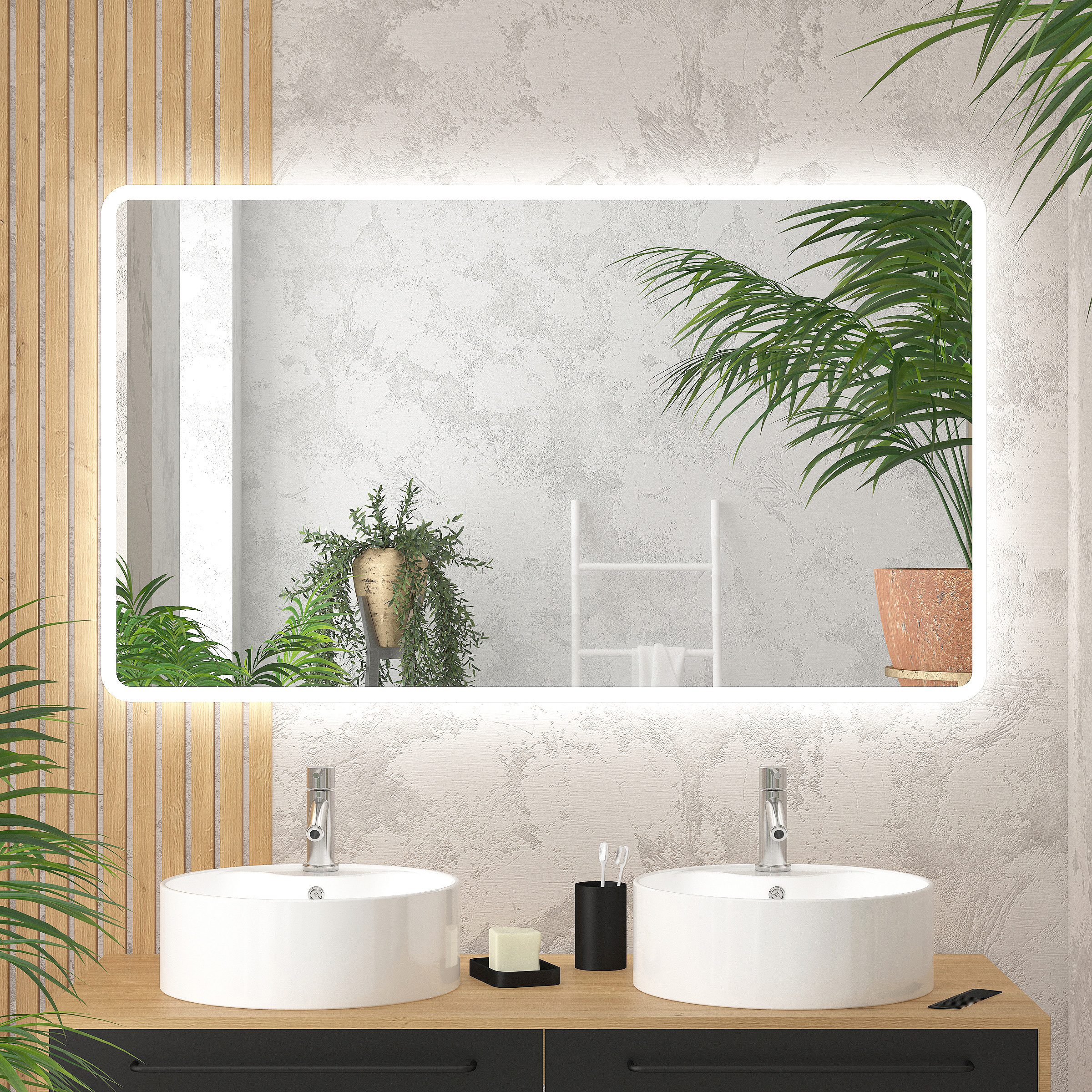 Miroir salle de bain Frame avec éclairage LED - 60x80cm - AURLANE